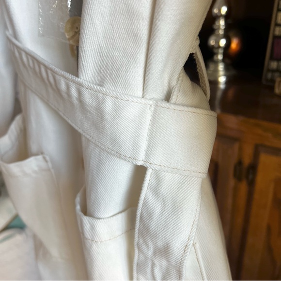 ASOS Cream Button Front Belted Denim Trench Coat US Size 10 NWT - Picture 8 of 13